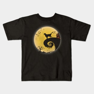 Golden retriever Dog Shirt And Moon Funny Halloween Costume Kids T-Shirt